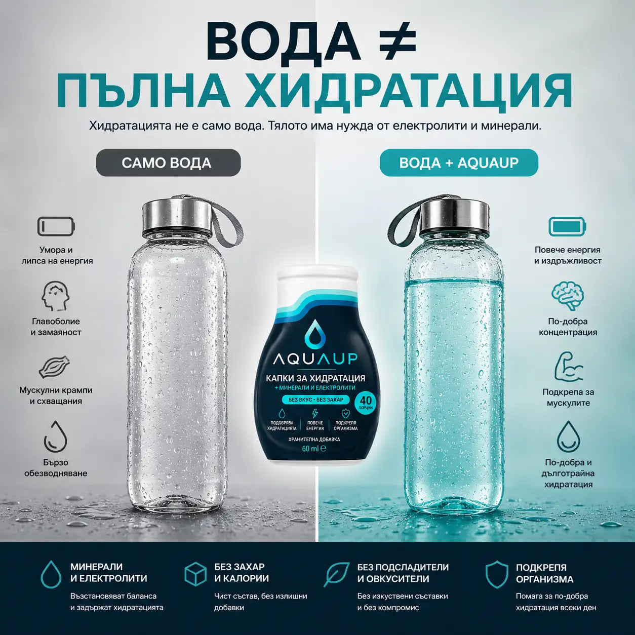 AQUAUP™ Електролитни Капки за Хидратация