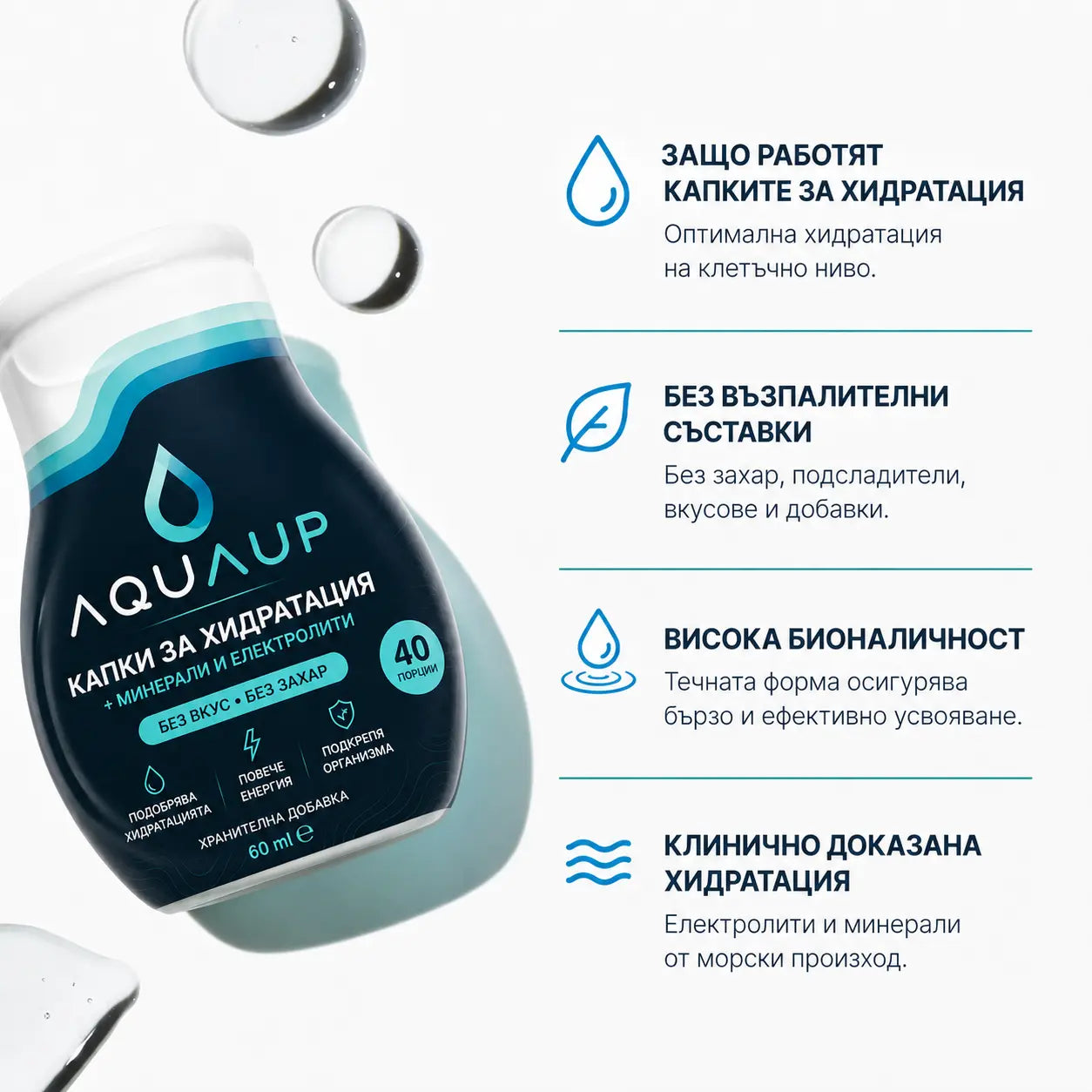 AQUAUP™ Електролитни Капки за Хидратация